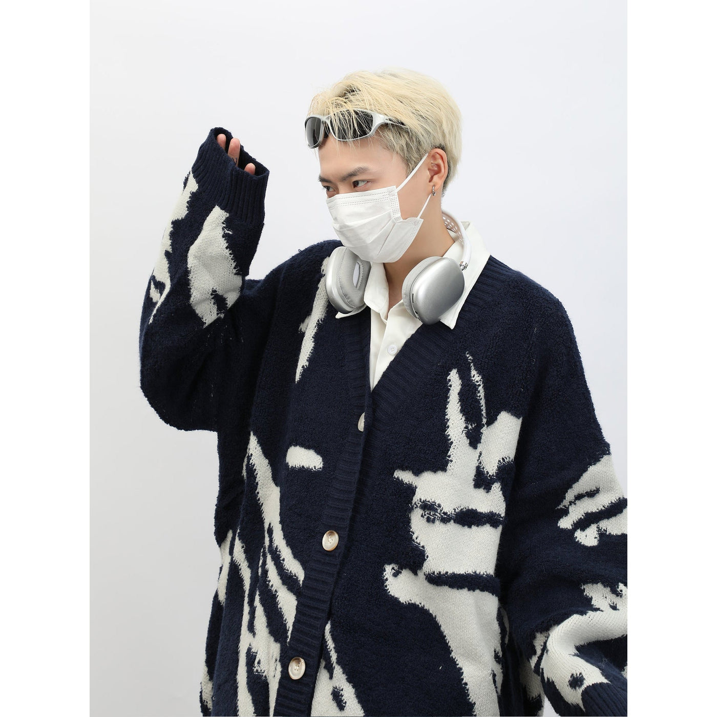 MaxDstr Two Tone Knit Cardigan Korean Street Fashion Cardigan By MaxDstr Shop Online at OH Vault