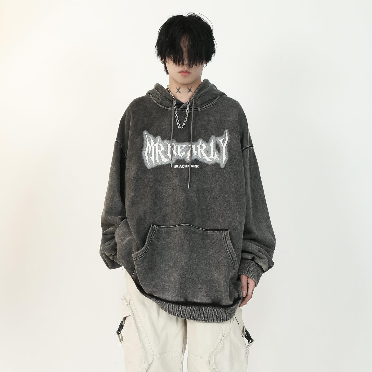 Graffiti Letters Washed Hoodie Korean Street Fashion Hoodie By Mr Nearly Shop Online at OH Vault