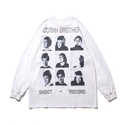 McCann Brothers Portraits Long Sleeve T-Shirt Korean Street Fashion T-Shirt By Mr Nearly Shop Online at OH Vault