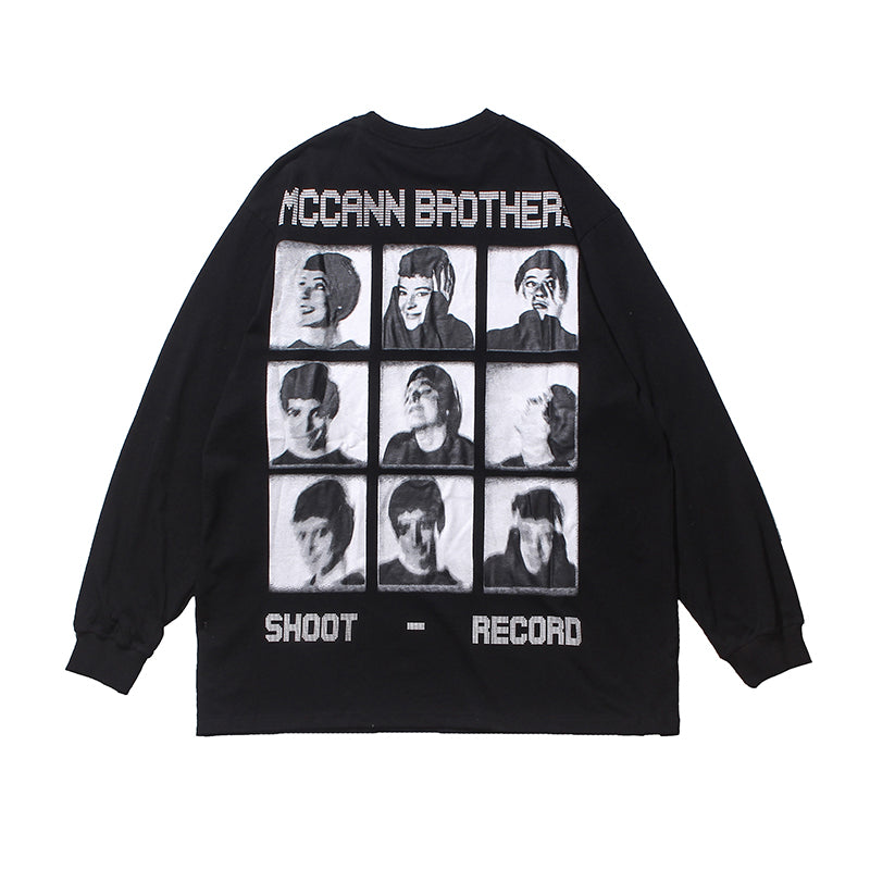 McCann Brothers Portraits Long Sleeve T-Shirt Korean Street Fashion T-Shirt By Mr Nearly Shop Online at OH Vault