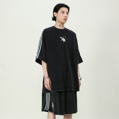 Sports Logo T-Shirt And Shorts Set Korean Street Fashion Clothing Set By Mr Nearly Shop Online at OH Vault
