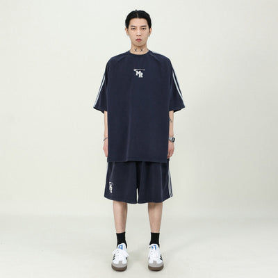 Mr Nearly Sports Logo T-Shirt And Shorts Set Korean Street Fashion Clothing Set By Mr Nearly Shop Online at OH Vault