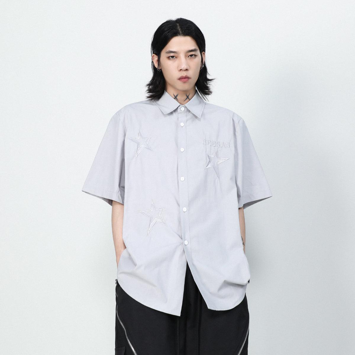 Stars Embroidered Shirt Korean Street Fashion Shirt By Mr Nearly Shop Online at OH Vault