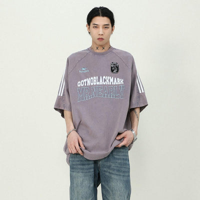 Wide Shoulder Washed T-Shirt Korean Street Fashion T-Shirt By Mr Nearly Shop Online at OH Vault