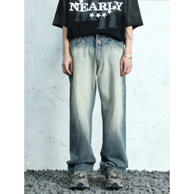 Mr. Nearly Baggy Washed Jeans Korean Street Fashion Jeans By Mr Nearly Shop Online at OH Vault