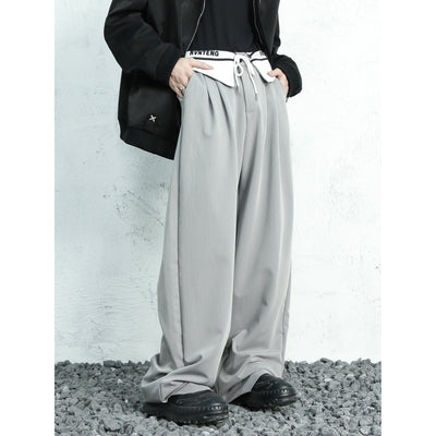 Mr. Nearly Contrast Waistband Pants Korean Street Fashion Pants By Mr Nearly Shop Online at OH Vault