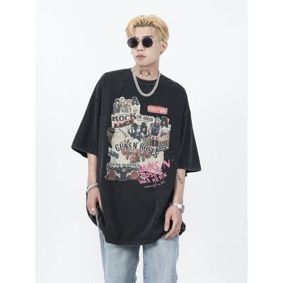 Mr. Nearly Rock Band Cuttings T-Shirt Korean Street Fashion T-Shirt By Mr Nearly Shop Online at OH Vault