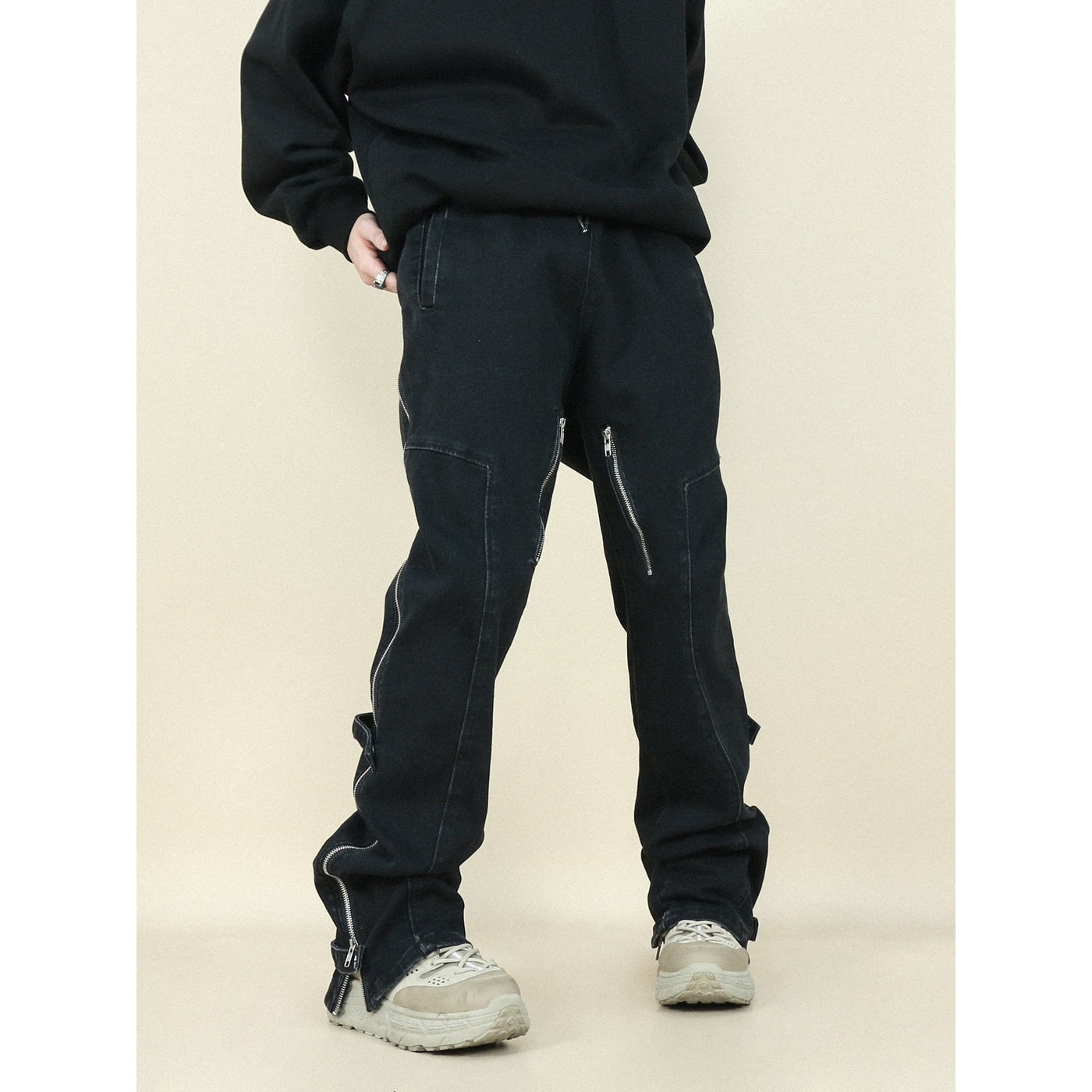 Mr. Nearly Side Zip Up Pants Korean Street Fashion Pants By Mr Nearly Shop Online at OH Vault