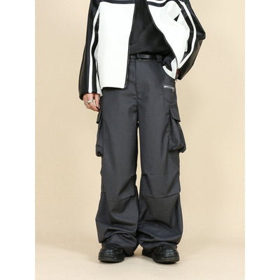 Mr. Nearly Silver Zipper Cargo Pants Korean Street Fashion Pants By Mr Nearly Shop Online at OH Vault