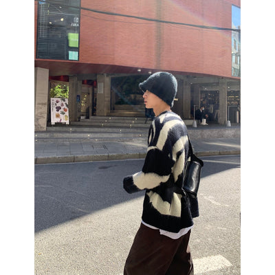 Fuzzy Lines Sweater Korean Street Fashion Sweater By Poikilotherm Shop Online at OH Vault
