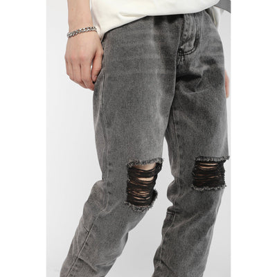 Ripped Textured Jeans Korean Street Fashion Jeans By Poikilotherm Shop Online at OH Vault