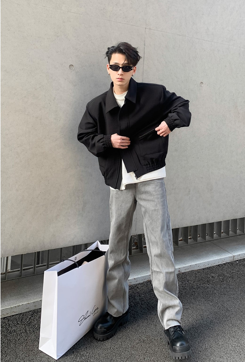 Ruched Hem Lapel Jacket Korean Street Fashion Jacket By Poikilotherm Shop Online at OH Vault