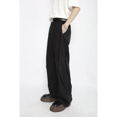 Side Fold Wide Cut Pants Korean Street Fashion Pants By Poikilotherm Shop Online at OH Vault