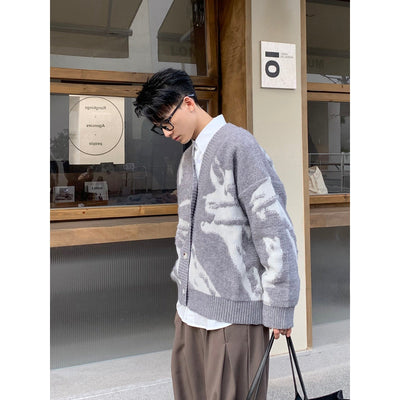 Poikilotherm Splatter Effect Knit Cardigan Korean Street Fashion Cardigan By Poikilotherm Shop Online at OH Vault