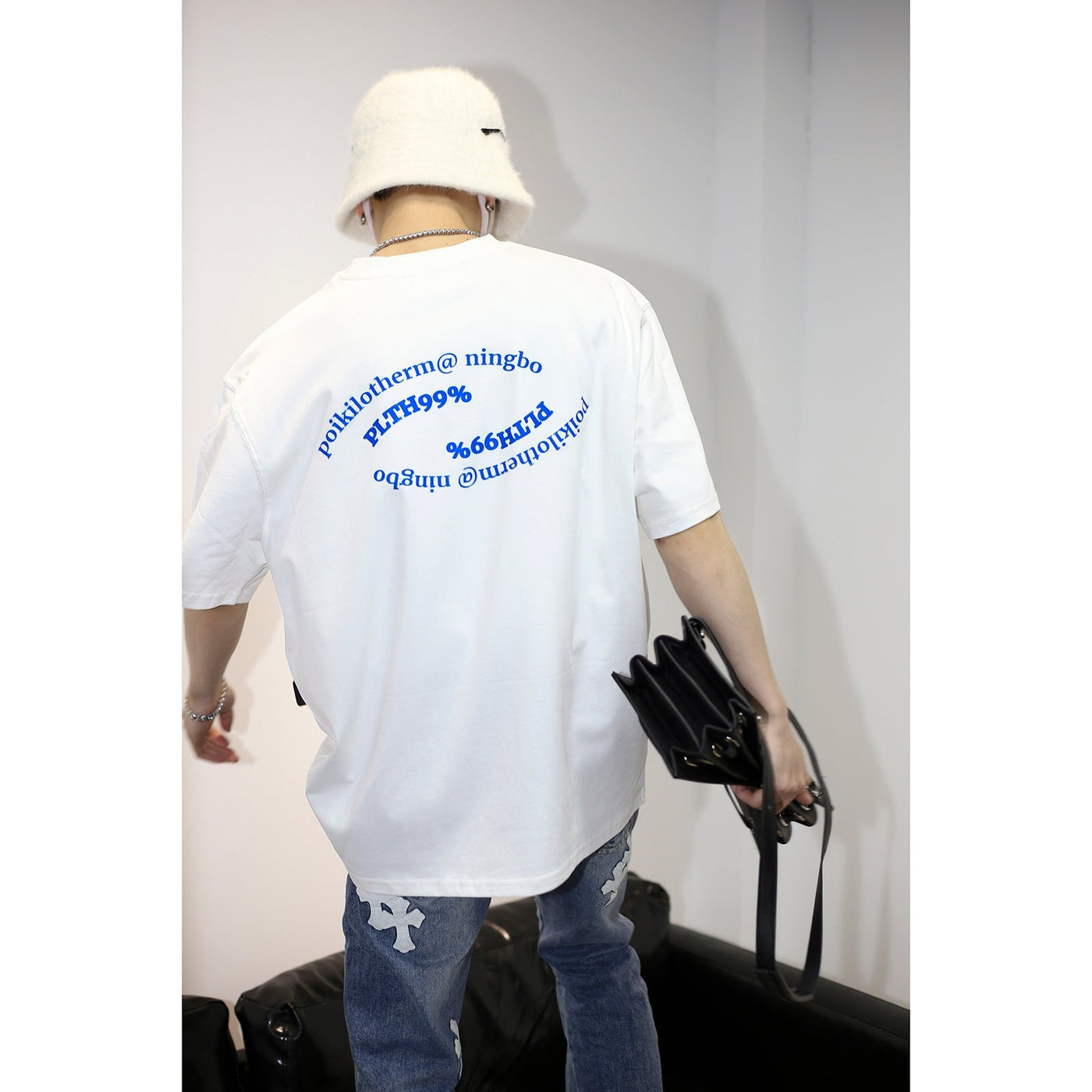 Swirling Letters T-Shirt Korean Street Fashion T-Shirt By Poikilotherm Shop Online at OH Vault