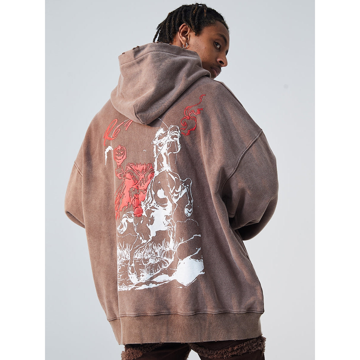 R69 Embroidered Old English Hoodie Korean Street Fashion Hoodie By R69 Shop Online at OH Vault