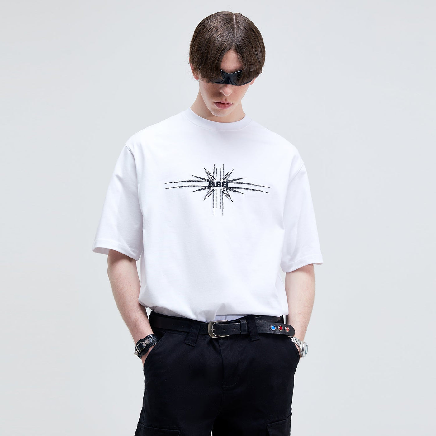 Logo Printed & Embroidered T-Shirt Korean Street Fashion T-Shirt By R69 Shop Online at OH Vault