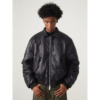 R69 Rugged Imprint Faux Leather Jacket Korean Street Fashion Jacket By R69 Shop Online at OH Vault