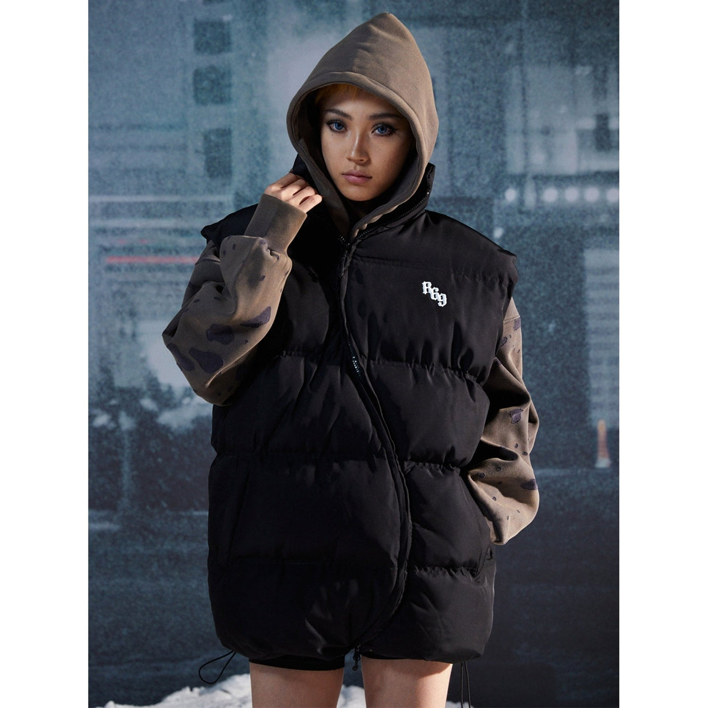 Semicircle Zipper Puffer Vest Korean Street Fashion Vest By R69 Shop Online at OH Vault