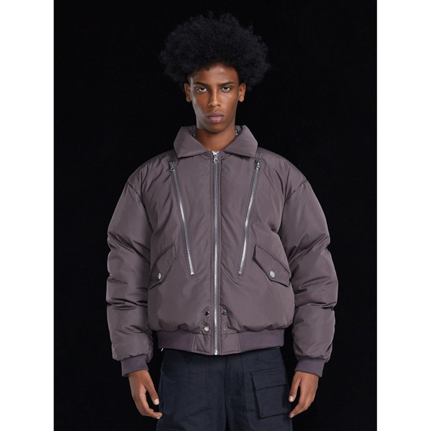 R69 Three Zippers Puffer Jacket Korean Street Fashion Jacket By R69 Shop Online at OH Vault